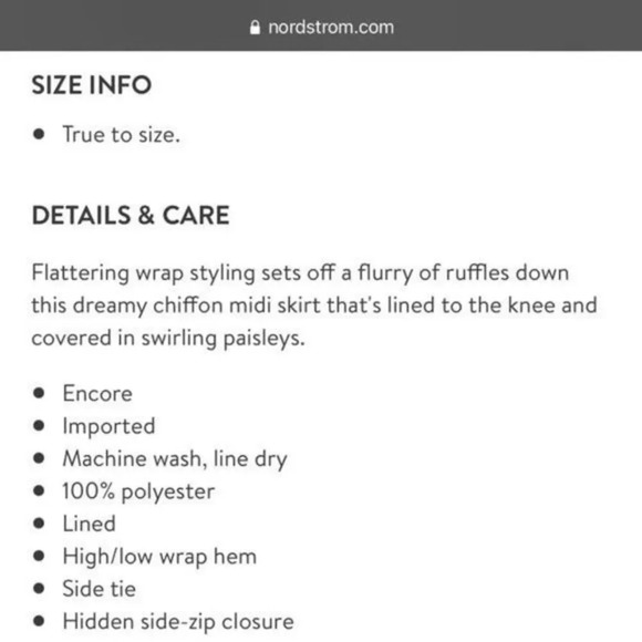 Vince Camuto NWT Women's Paisley Spice Ruffled Chiffon Midi Skirt Plus Size 22W - Picture 9 of 9